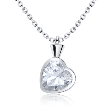 Heart Shaped CZ Silver Necklace SPE-3213